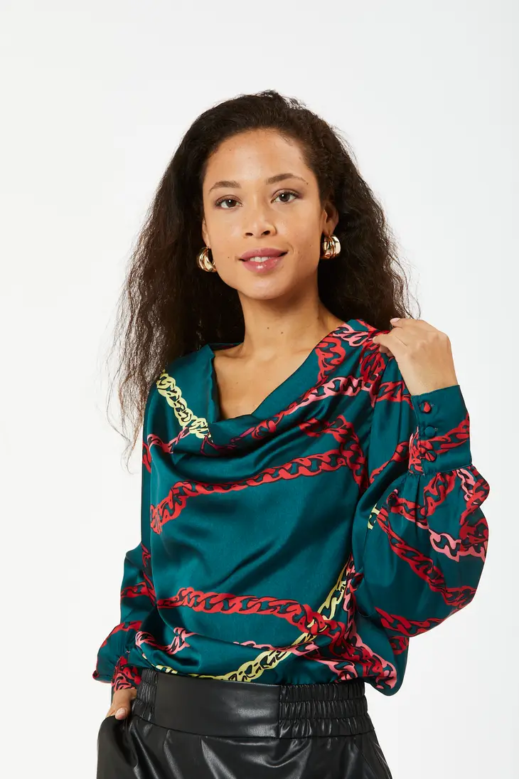 Blouse en satin vert Lula ZIBI LONDON 2 Blouse en satin vert Lula ZIBI LONDON - Image 2