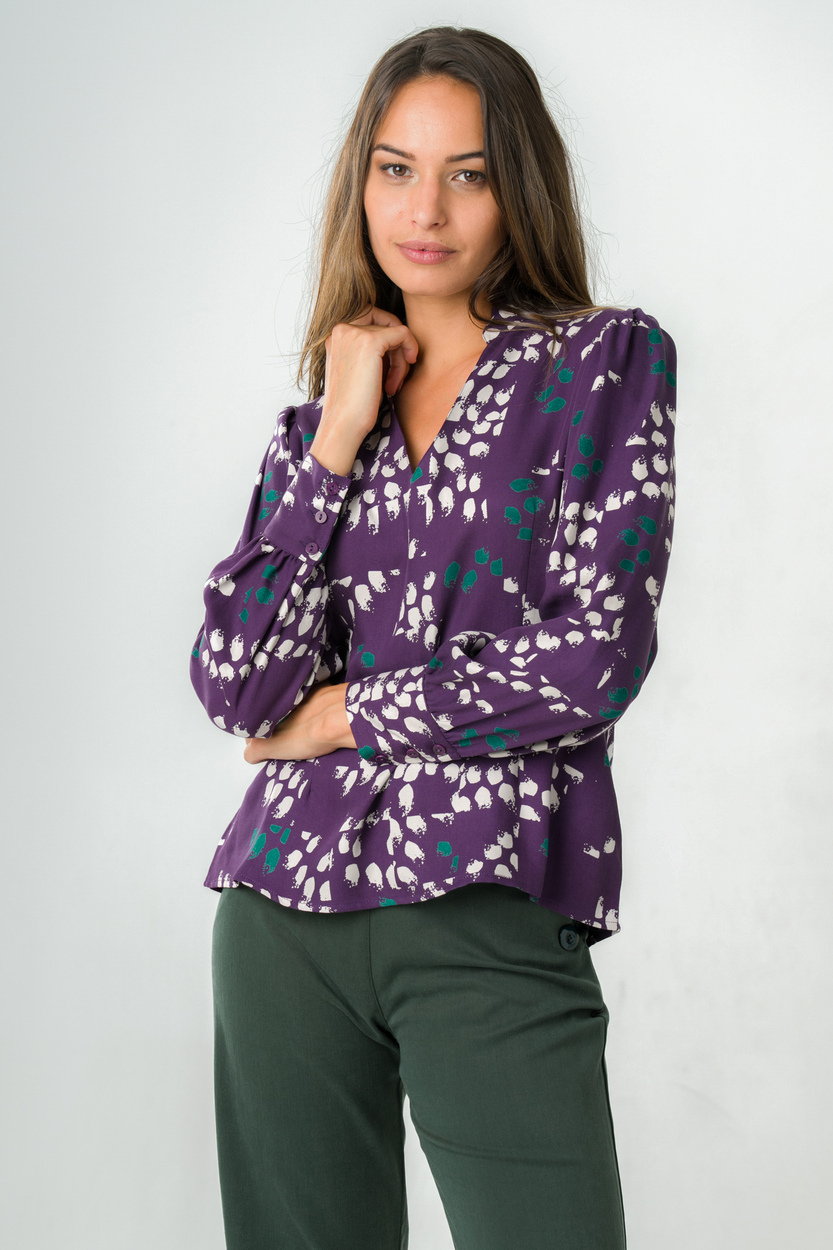 Blouse manches longues col mao Orchidée 4 Blouse manches longues col mao Orchidée - Image 4