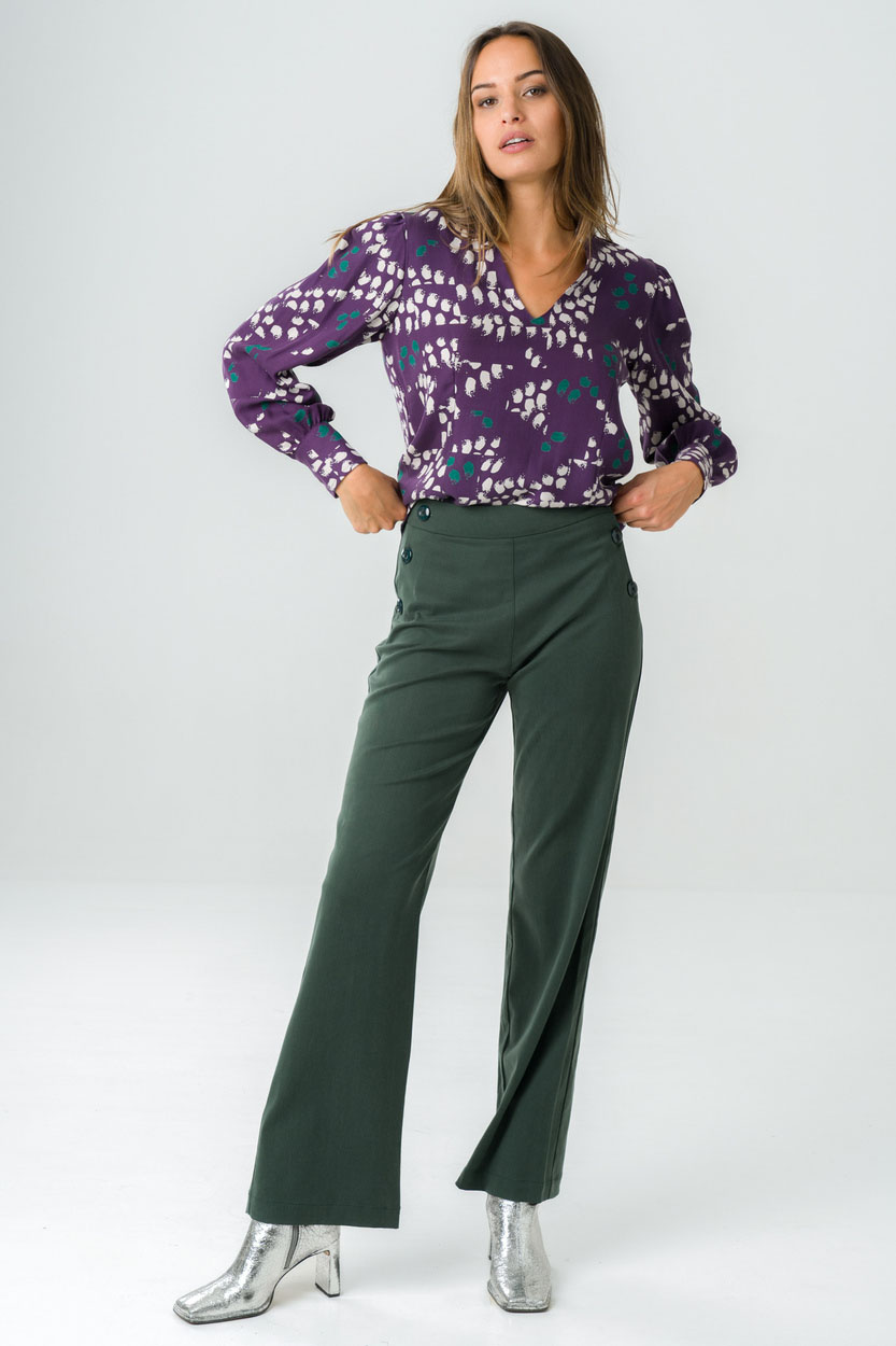 Blouse manches longues col mao Orchidée 3 Blouse manches longues col mao Orchidée - Image 3