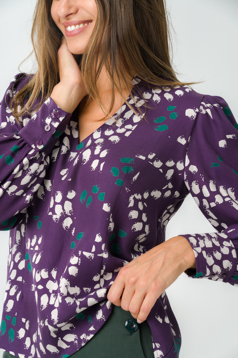 Blouse manches longues col mao Orchidée 2 Blouse manches longues col mao Orchidée - Image 2