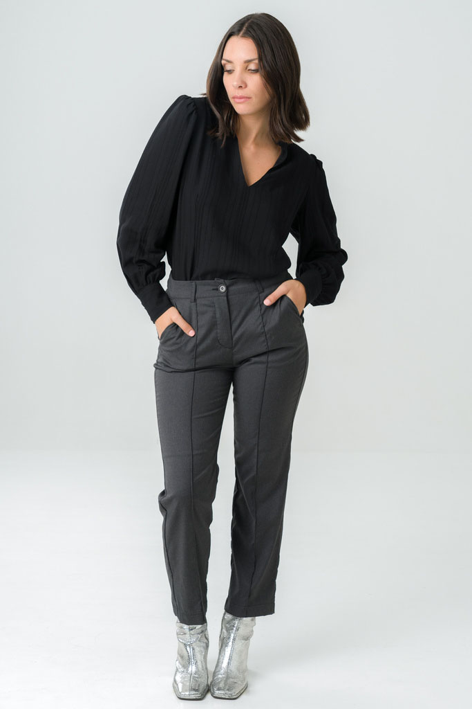 Blouse manches longues col mao Orchidée 2 Blouse manches longues col mao Orchidée - Image 2
