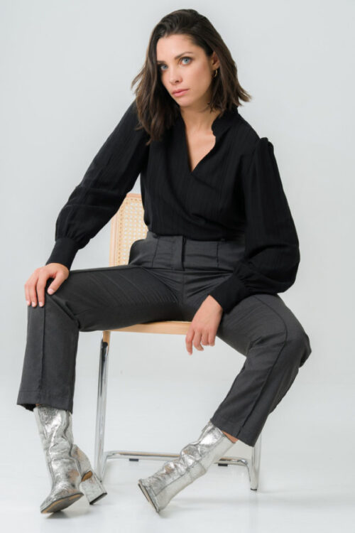 Blouse manches longues col mao Orchidée 16 Blouse manches longues col mao Orchidée