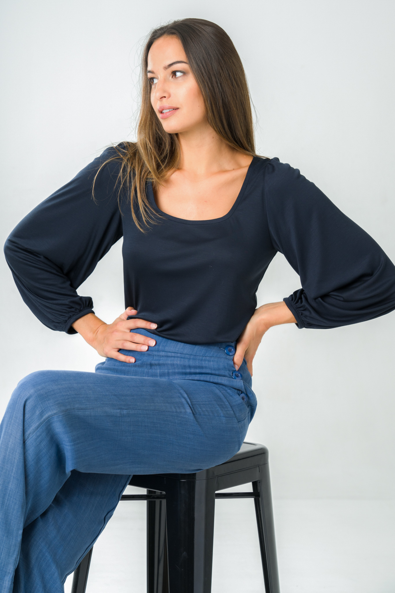 Top femme manches longues bouffantes 2 Top femme manches longues bouffantes - Image 2